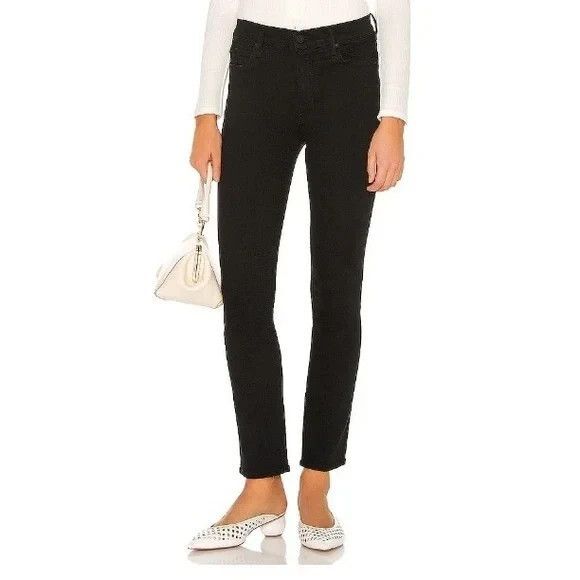 Mother The Mid Rise Dazzler Ankle Jeans Size 32 Black Denim Not Guilty Stretchy - Picture 4 of 14